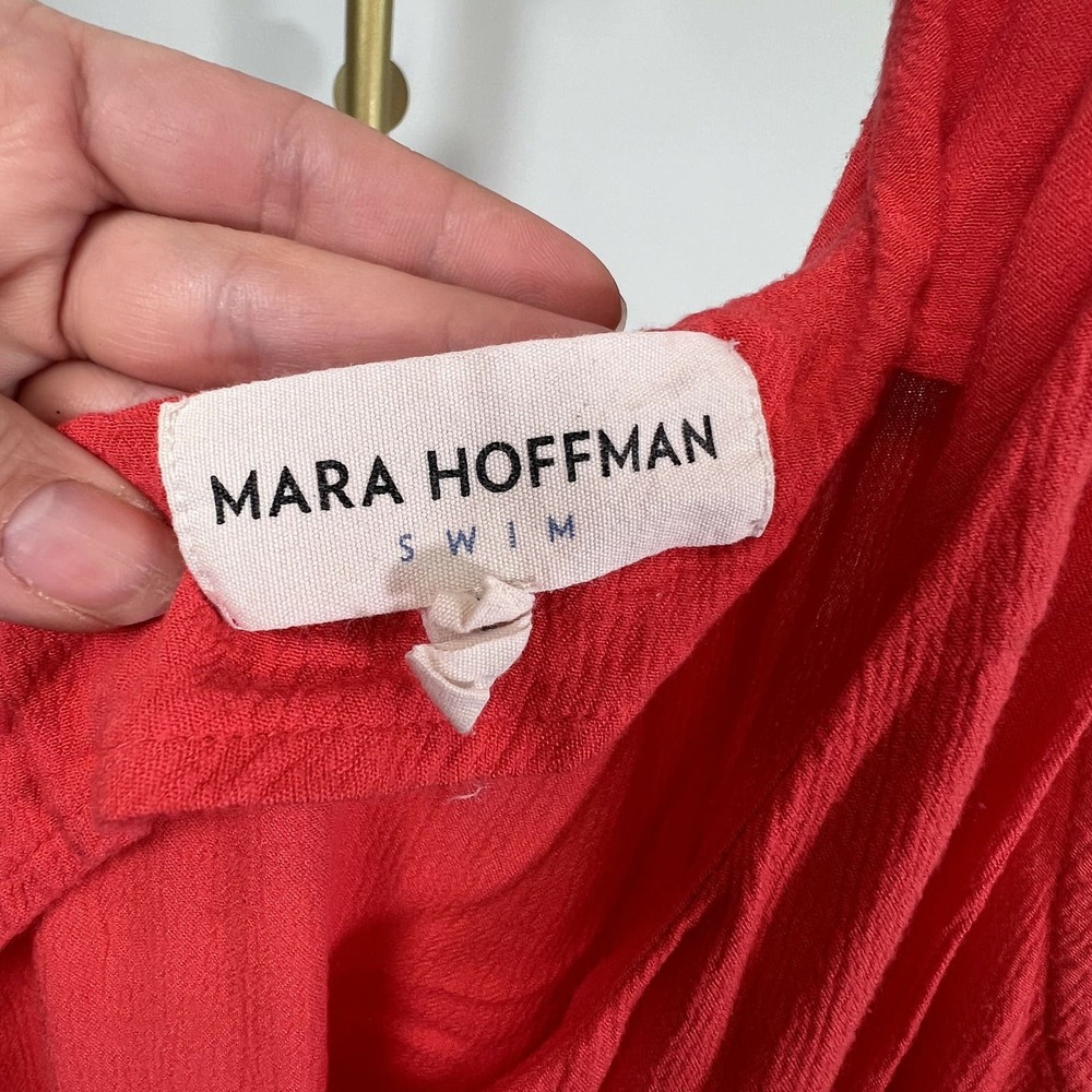 Mara Hoffman One Shoulder Camilla Cover-Up Dress Red /M - Picture 5 of 9